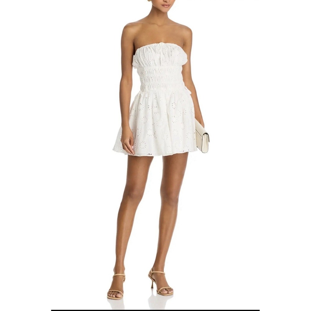 Lucy Paris Analise Eyelet Mini Dress In White Size Medium NWT